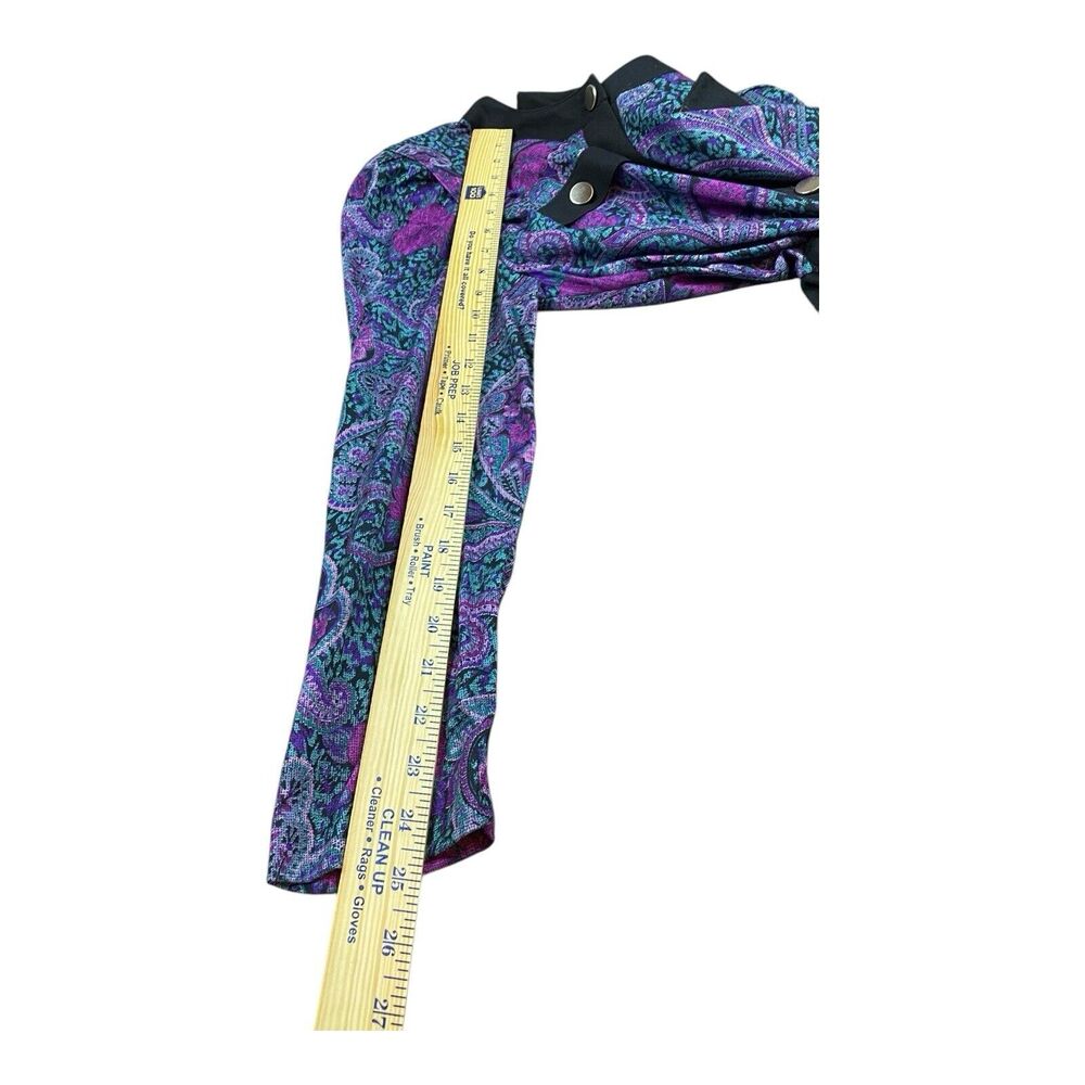 Vtg 90's Purple Paisley Floral Midi Dress Size 12 S/MED Retro Bold Buttons USA - Picture 11 of 11